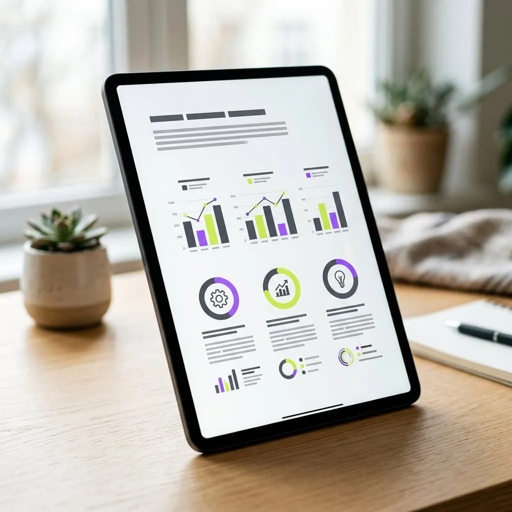 Platzhalterbild: Infografik mit Balkendiagrammen auf einem Tablet
